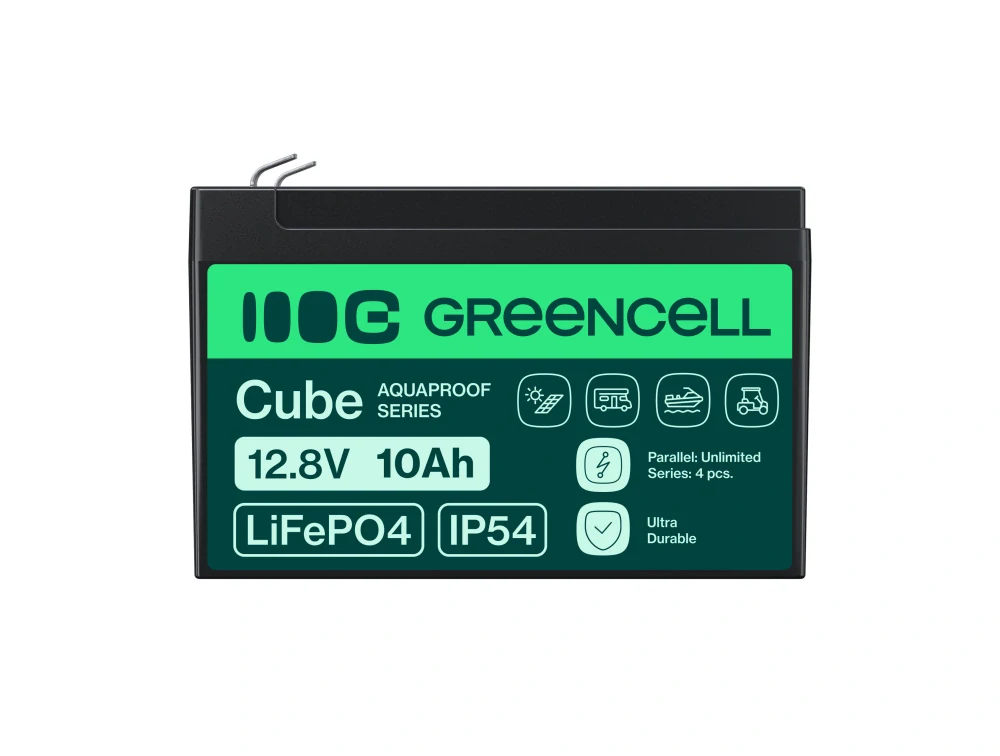 Baterie Green Cell CUBE LiFePO4 LFPGC12V10AH LiFePO4 Baterie 12V, 12,8V 10Ah, 128Wh IP54