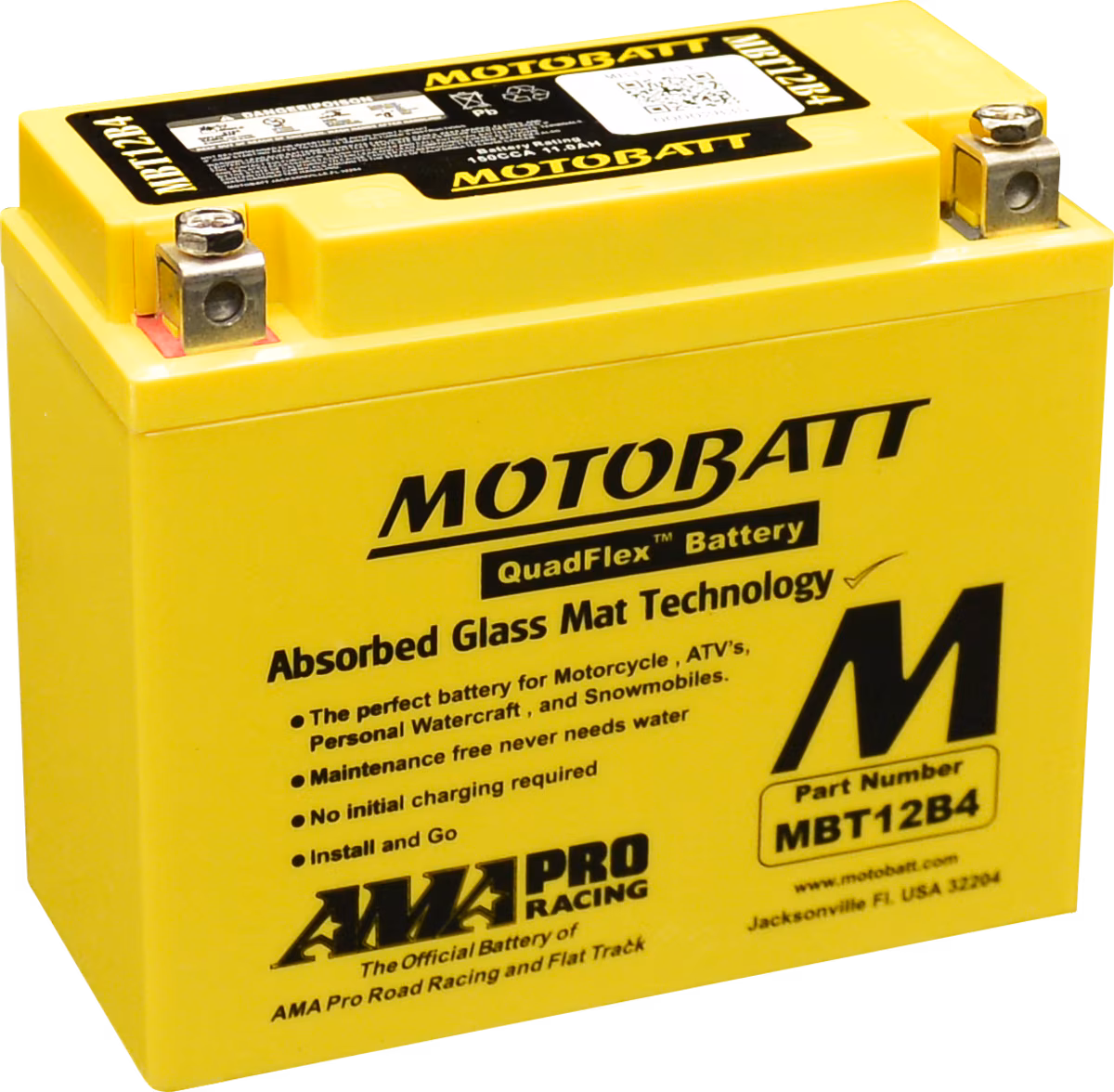 Motobatt MBT12B4 AGM motobaterie 12V 11Ah 150A | Náhrada YT12B-BS, YT12B-4 | Oficiální CZ distribuce