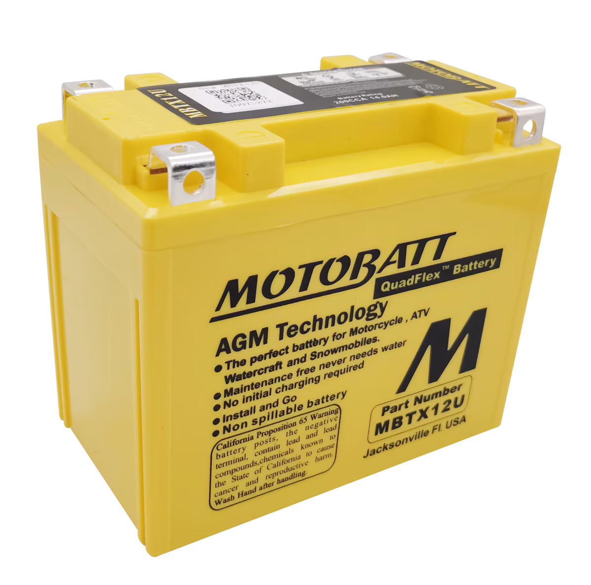 Motobatt MBTX12U AGM motobaterie 12V 14Ah 200A | Náhrada YTX12-BS, YTX14-BS, YTX14L-BS | Oficiální CZ distribuce