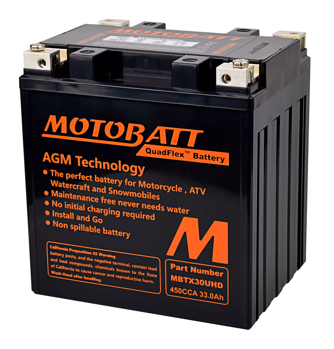 Motobatt MBTX30UHD 12V 34Ah AGM motobaterie | 440A CCA, QuadFlex, náhrada YIX30L, YB30L-B