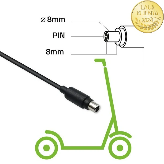 *Qoltec 51768 Nabíječka pro skútry, kola, elektrické skútry 84W | 36V | 42V | 2A | 8,0*8,0+pin | + napájecí kabel