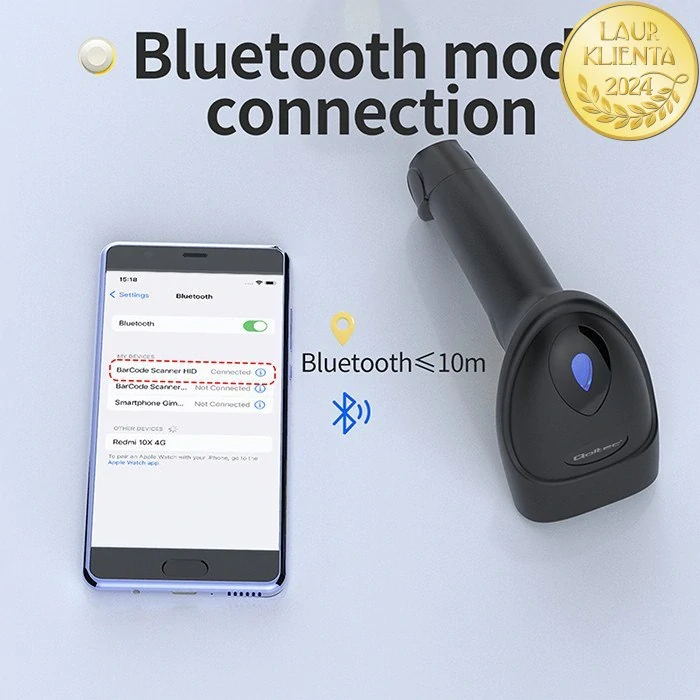 Qoltec 50880 Čtečka čárových kódů a QR kódů Qoltec | 1D 2D | USB | Bluetooth