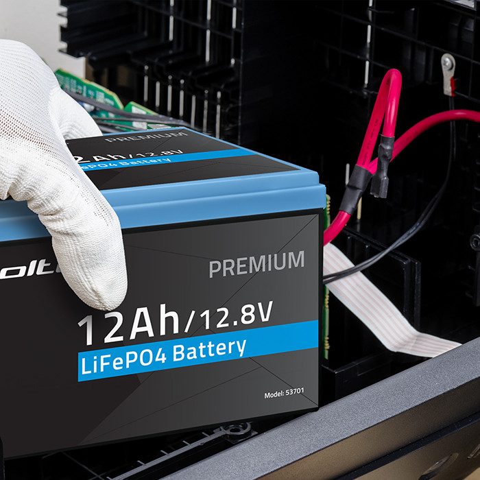 *Qoltec 53701 LiFePO4 lithiová železná fosfátová baterie | 12,8 V | 12 Ah | 153,6 Wh | BMS