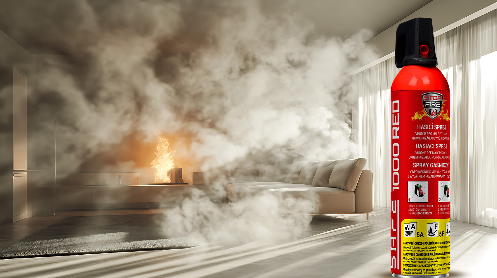 SET Hasicí sprej SAFE 1000 RED + držák SAFE 100C