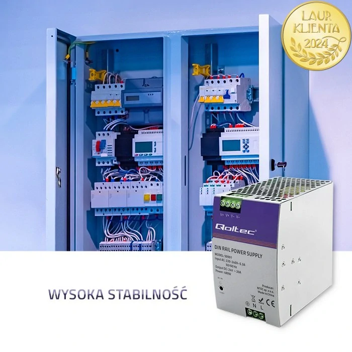 Qoltec 50901 – Průmyslový napájecí zdroj na DIN lištu 480 W / 24 V / 20 A