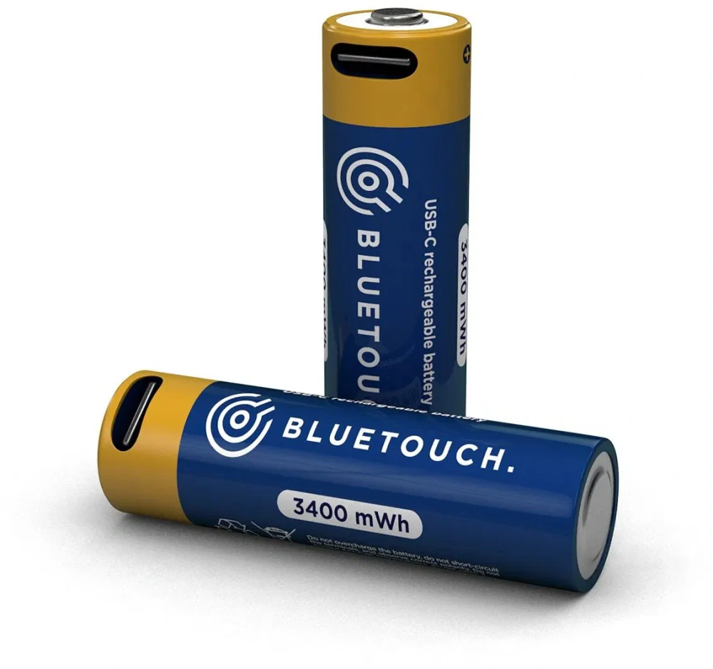 *BlueTouch USB-C nabíjecí baterie AA 1,5 V / 3400 mWh – Li-Ion tužkové články s USB-C nabíjením, 2 ks