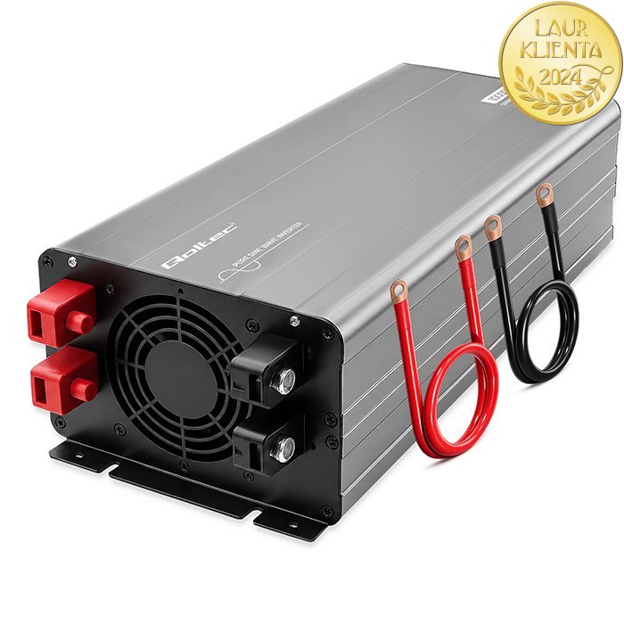 Qoltec 52695 Měnič napětí Qoltec 24V → 230V 5000W/10000W čistá sinusovka | UPS Bypass mode | USB | USB-C | pro LiFePO4 a AGM baterie