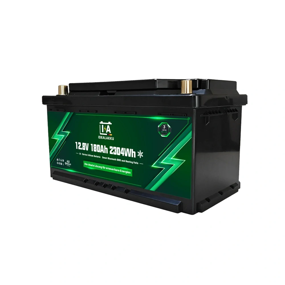 ❄️ IdealAkku IA-12-180H LiFePO4 baterie 12,8V 180Ah 2304Wh s ohřevem, Bluetooth, Smart BMS – pod sedadlo DIN H8/LN5