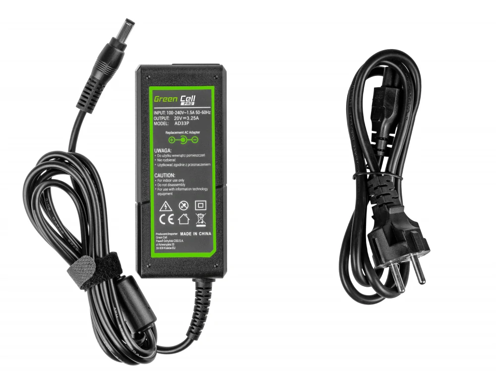 *Green Cell AD33P Adaptér Nabíječka Lenovo G500 G530 G560 G575 G580 G585 IdeaPad Z560 P580 20V 3.25A (5.5mm-2.5mm) náhradní | 65W