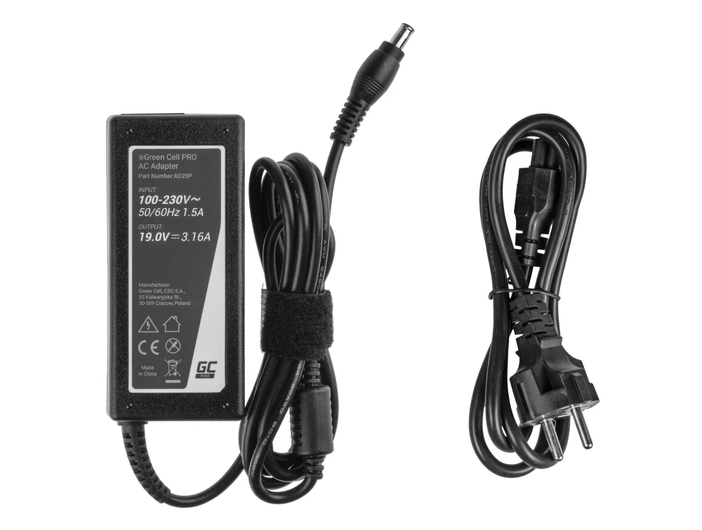 *Green Cell AD20P Adaptér Nabíječka pro Samsung AA-PA2N40W/E, AD-4019, AD-6019, BNE020005, SPA-830E 19V 3.16A 60W