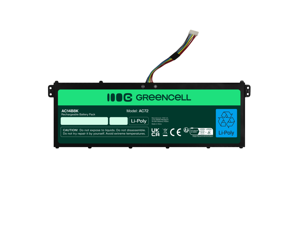 *Green Cell AC72 Baterie Acer AC14B3K AC14B8K,Acer Aspire 5 A515 A517 R15 R5-571T Spin 3 SP315-51 SP513-51 Swift 3 SF314-52 2100mAh Li-Ion