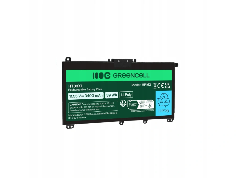 *Green Cell HP163 Baterie HP HT03XL,HP 240 G7 245 G7 250 G7 255 G7, HP 14 15 17, HP Pavilion 14 15 3400mAh Li-Pol