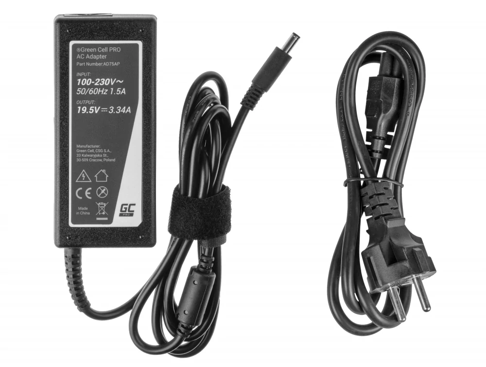 *Green Cell AD75AP Adaptér Nabíječka Dell Inspiron 15 3543 3558 3559 5552 5558 5559 5568 17 5758 5759 19.5V 65W