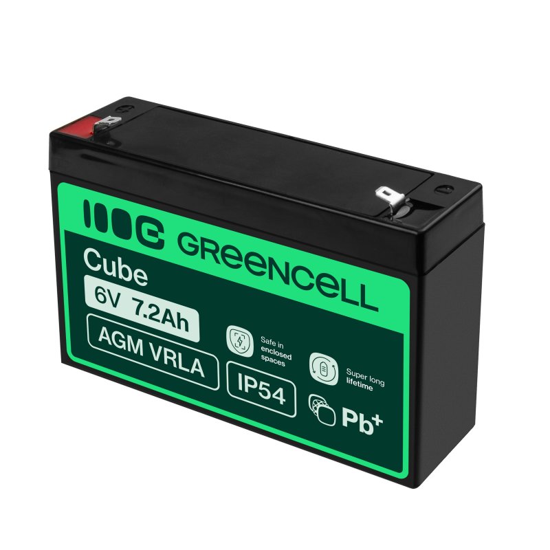 *Green Cell Bezúdržbová baterie AGM VRLA Green Cell 6V 7,2 Ah pro poplašné systémy a hračky