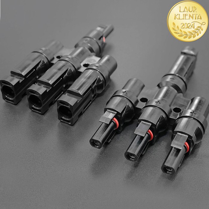 *Qoltec 52600 Instalační konektor MC4 Typ T | 1000V | 30A  pro paralelní připojení fotovoltaických panelů 