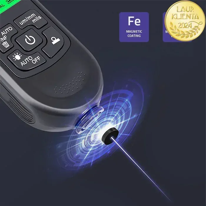 *Qoltec 50630 Měřič tloušťky láku s LCD displejem | 0~2000um