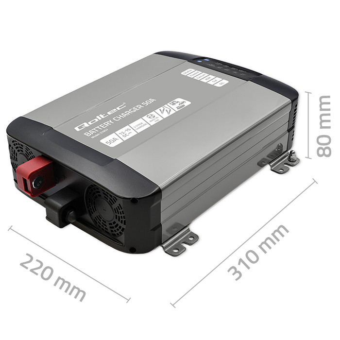 *Qoltec 51957 Intelligent Monolith nabíječka pro LiFePO4 AGM GEL SLA | 50A | 12V