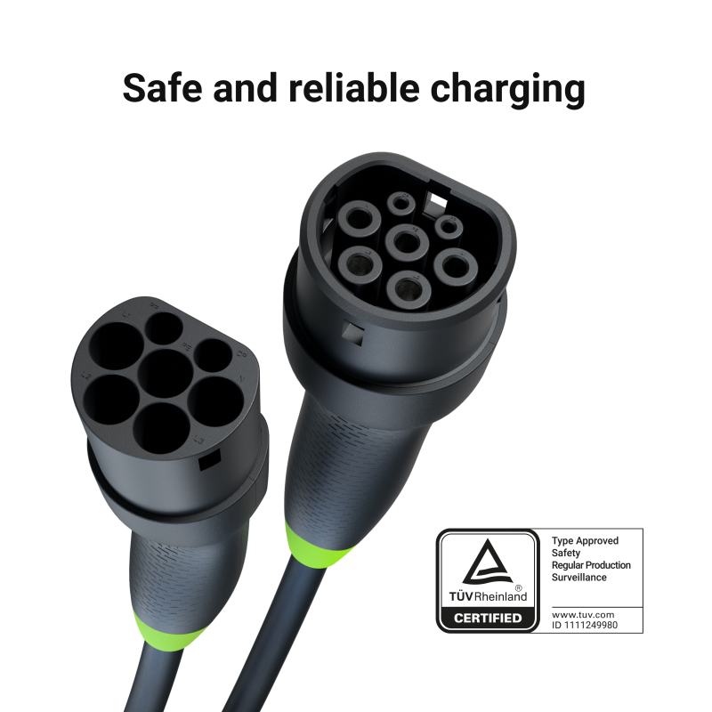 *Green Cell EVKABGC03 EV Nabíjecí kabel Snap Kabel Typu 2 pro nabíjení EV 11kW 5m pro Tesla Model Y 3 S X, ID.4, ID.5, Kia EV6, Fiat 500e, Ford Mach-E