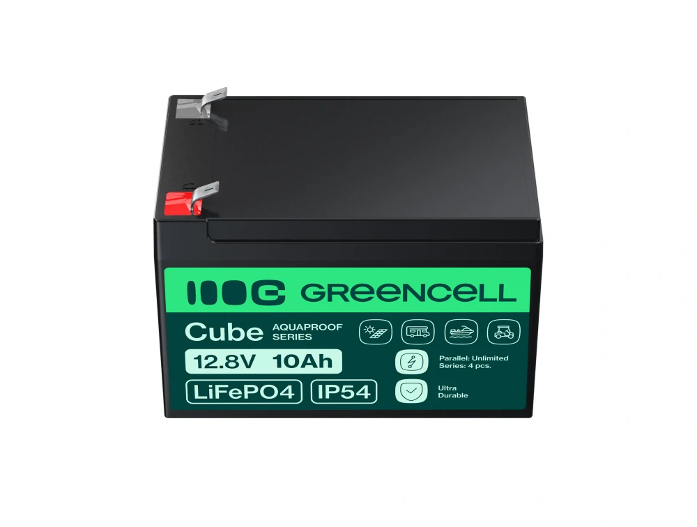 Baterie Green Cell CUBE LiFePO4 LFPGC12V10AH LiFePO4 Baterie 12V, 12,8V 10Ah, 128Wh IP54