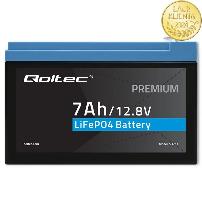 *Qoltec 53711 Baterie LiFePO4 lithiová železná fosfátová baterie | 12,8V | 7Ah | 89,6 Wh | BMS