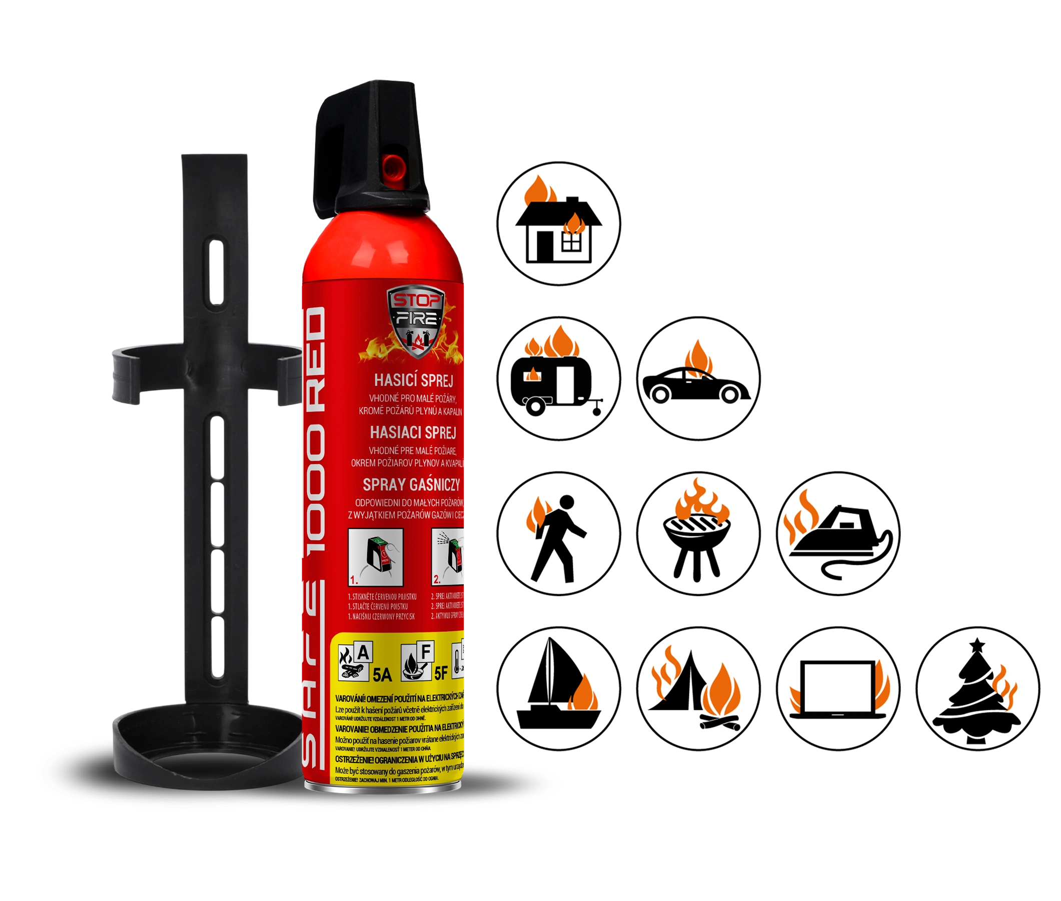 SET Hasicí sprej SAFE 1000 RED + držák SAFE 100C