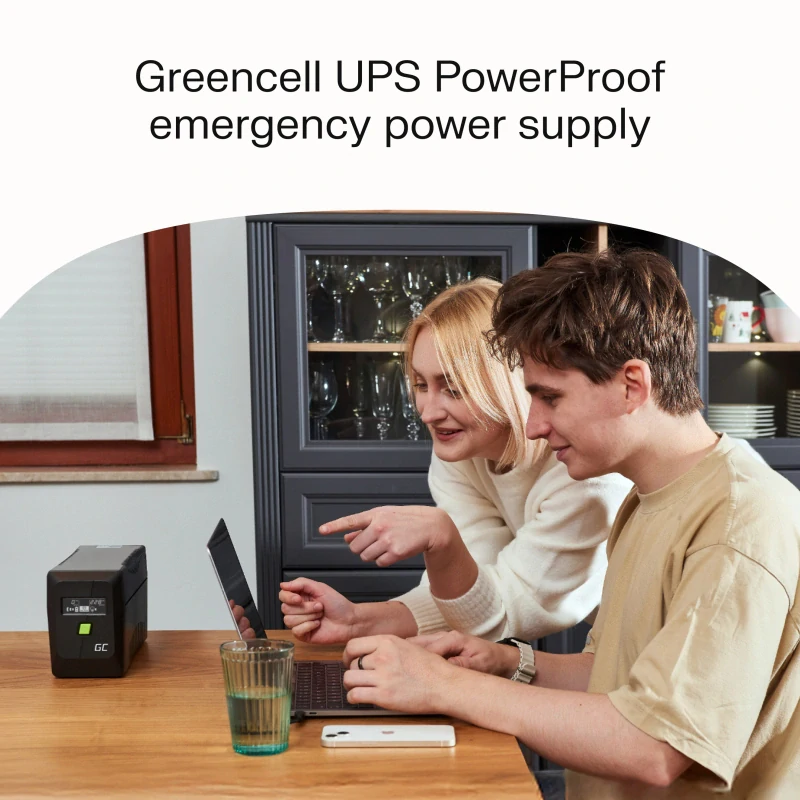 Green Cell UPSLP480 Záložní zdroj UPS Greencell 750VA 480W PowerProof s LCD displejem, čistý sinus