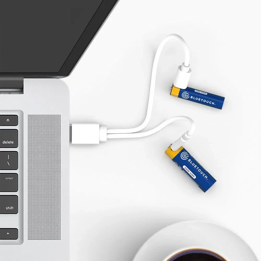 *BlueTouch USB-C nabíjecí baterie AA 1,5 V / 3400 mWh – Li-Ion tužkové články s USB-C nabíjením, 2 ks
