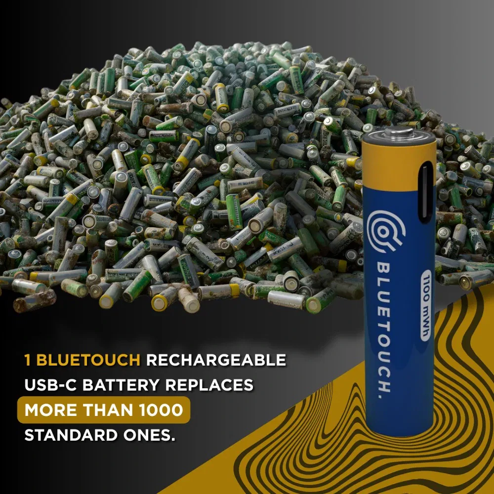 *BlueTouch USB-C nabíjecí baterie AAA 1,5 V / 0,74 Ah – Li-Ion tužkové články s USB-C nabíjením, 2 ks