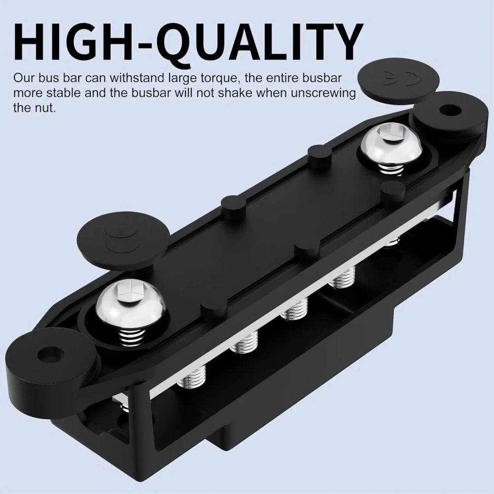 *Rozvodná svorkovnice Busbar DaierTek 6x M8 12V – 6 vývodů + ochranný kryt Max 300V AC, 48V DC,275A (DC) kladný a záporný rozvodný blok