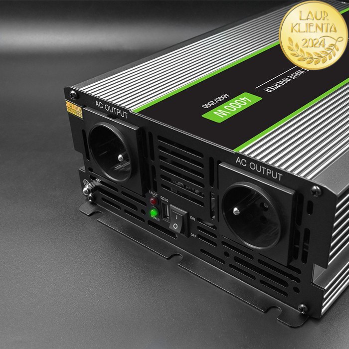 *Qoltec 51935 Měnič napětí 12V/230V 2000W (4000W) čistý sinus | Karavan, LiFePO4, solární systém.