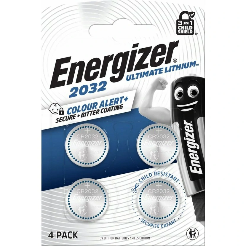 *🔋 Energizer Ultimate Lithium CR2032 3V 254mAh – lithiová knoflíková baterie 4 ks, ochrana dětí 3v1