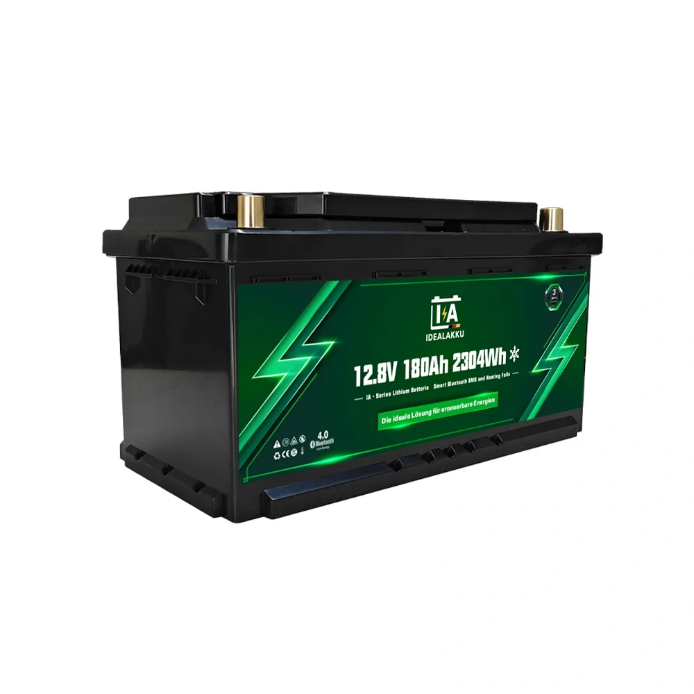 ❄️ IdealAkku IA-12-180H LiFePO4 baterie 12,8V 180Ah 2304Wh s ohřevem, Bluetooth, Smart BMS – pod sedadlo DIN H8/LN5