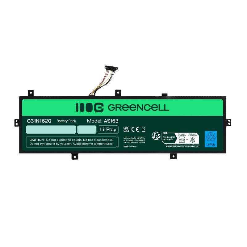 *Green Cell AS163 Baterie Asus C31N1620, Asus ZenBook UX430 UX430U UX430UA UX430UN UX430UQ 3400mAh Li-Ion