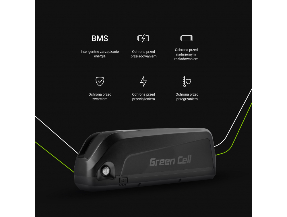 Green Cell EBIKE77STD Baterie Elektro Kolo Nilox, Samebike, Fafrees Down Tube Ebike EC5 na Samebike, Ancheer 36V 20Ah 720Wh