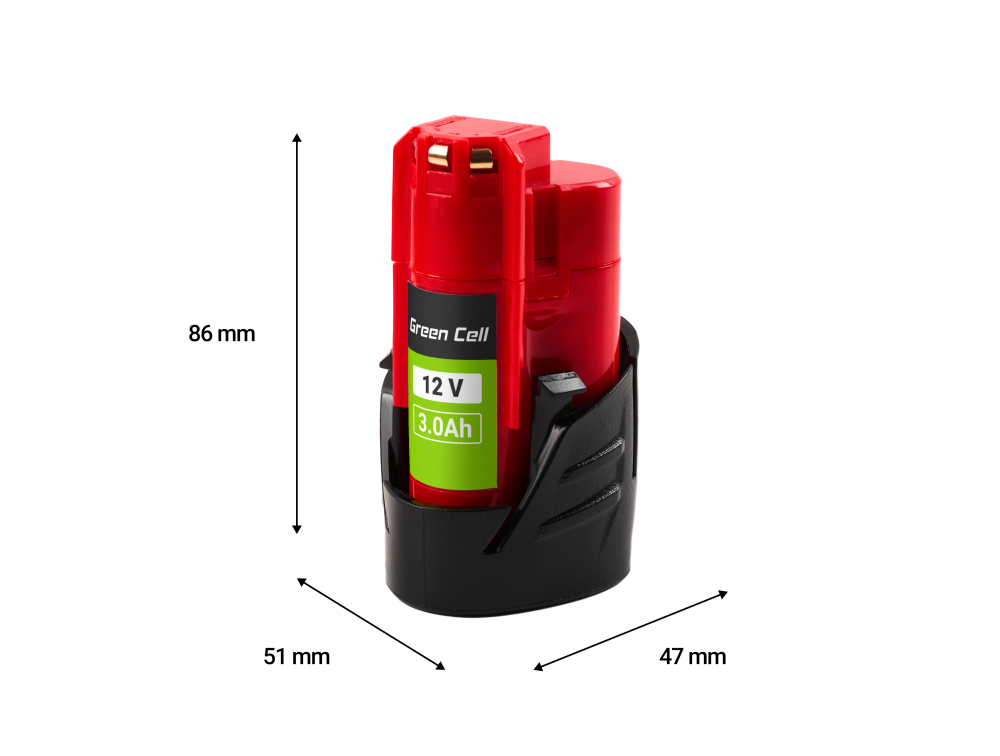 Baterie Green Cell PTML12V3 Millwaukee M12 C12 B3 4932451388 12V 3000mAh Li-ion