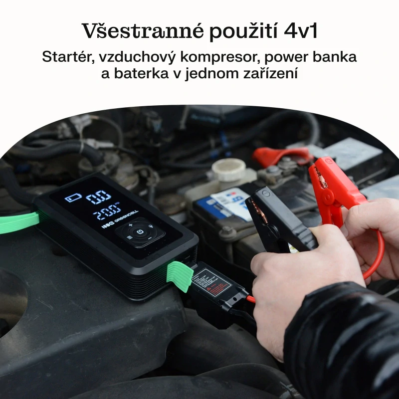 *Greencell CJSGC03 Powerbanka PowerBoost Air 3v1 Powerbanka / Startovací zdroj s kompresorem - 8000mAh,1000A