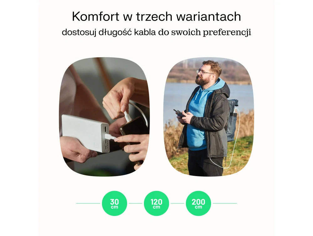 *Green Cell KABGC100PS30MG Rychlonabíjecí Kabel USB-C 0.3 m 100W Greencell PowerStream Fast Charging PD Mint Green | Mátově zelený