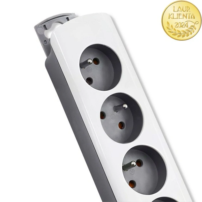 *Qoltec 50297 Prodlužovací kabel Qoltec | 6 zásuvek | 1,8 m | Bílá a šedá | Rychlé přepínání