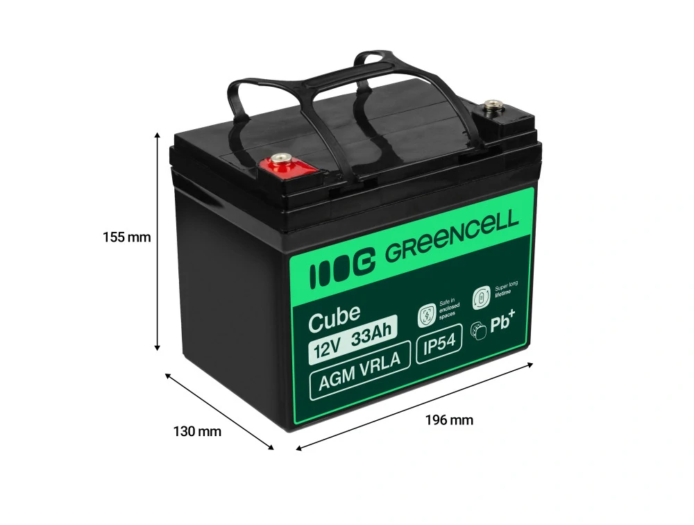 Green Cell AGM12V33AH-J Cube AGM Baterie 12V 33Ah