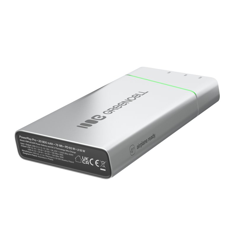 *Green Cell PowerPlay Pro PBPLGC20P – Powerbanka 20800mAh, 65W, rychlé nabíjení PD/Ultra Charge, vyrobeno v Polsku