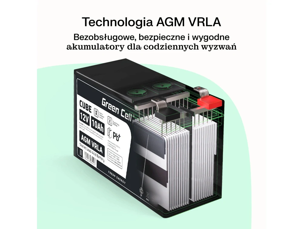 *Green Cell Cube AGM VRLA IP54 Baterie 12V 12Ah bezúdržbová baterie
