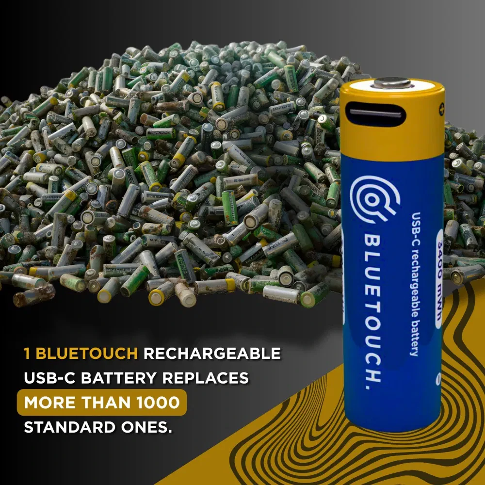 *BlueTouch USB-C nabíjecí baterie AA 1,5 V / 3400 mWh – Li-Ion tužkové články s USB-C nabíjením, 2 ks