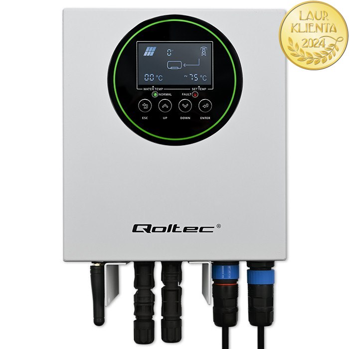 Qoltec 53867 Solární měnič pro ohřev vody ECO Solar Boost | MPPT | BYPASS | LCD | 3kW/4kW | Wi-Fi