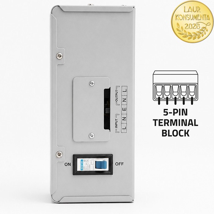 Qoltec 50450 AVR 3000VA (1800W) – Automatický stabilizátor napětí 230 V | Toroidní transformátor