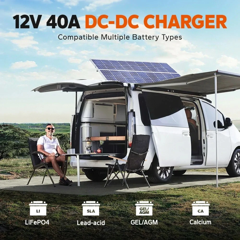 LiTime 12V 40A DC-DC nabíječka s MPPT – alternátor a solární panel
