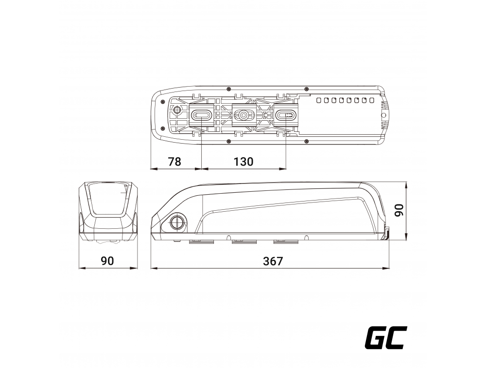 *Green Cell PowerMove EBIKEGCF01 Baterie pro Elektrokola Down Tube s Nabíječkou 36V 14,5Ah 522Wh Li-Ion
