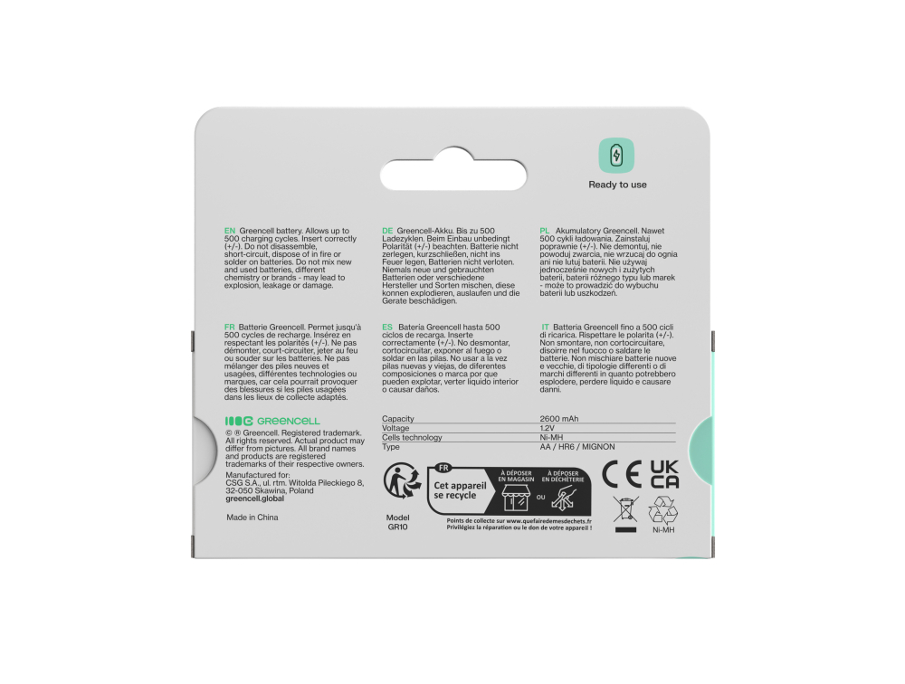 *Green Cell Dobíjecí baterie Ni-MH 16x AA HR6 2600 mAh