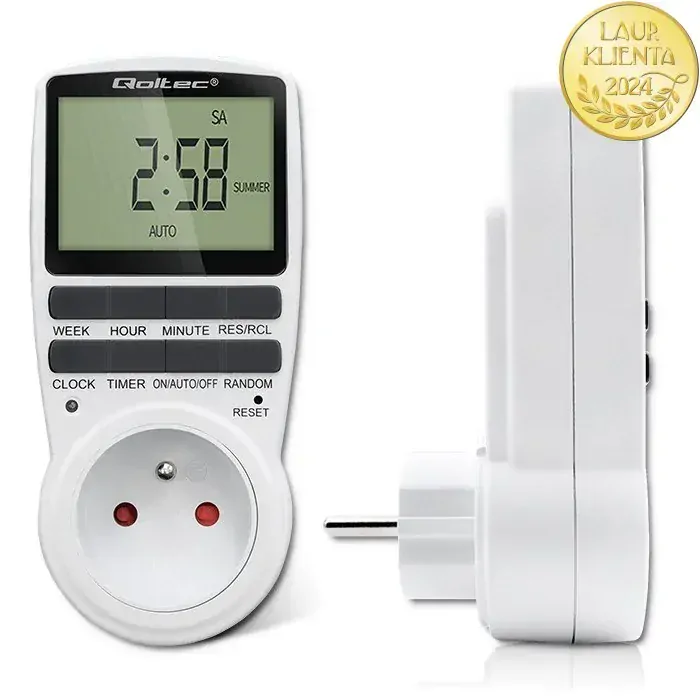 *Qoltec 50628 Digitální spínací hodiny PC0628 | 3680W | 16A | LCD