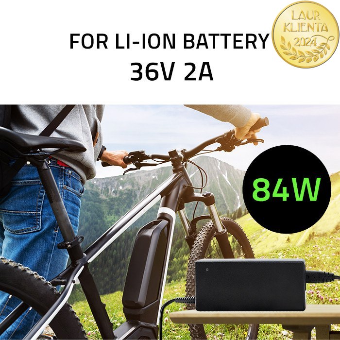 *Qoltec 50760 Nabíječka baterií pro elektrokola 36V | 42V | 2A | konektor 5,5*2,1