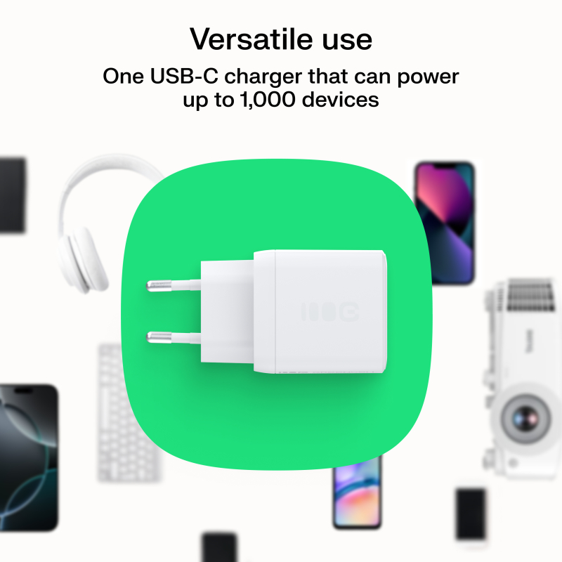 *Greencell CHARB-GC-30AC-W Nabíječka PowerSource Duo30 Bílá nabíječka 30W USB-C USB-A PD - Power Delivery QC3.0- 1x USB-C, 1x USB-A